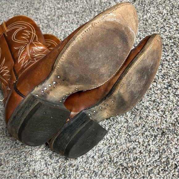 Vintage Tony Lama Cowboy Boots Men’s 10.5 Brown Rodeo Western Point Toe Leather - Picture 8 of 8